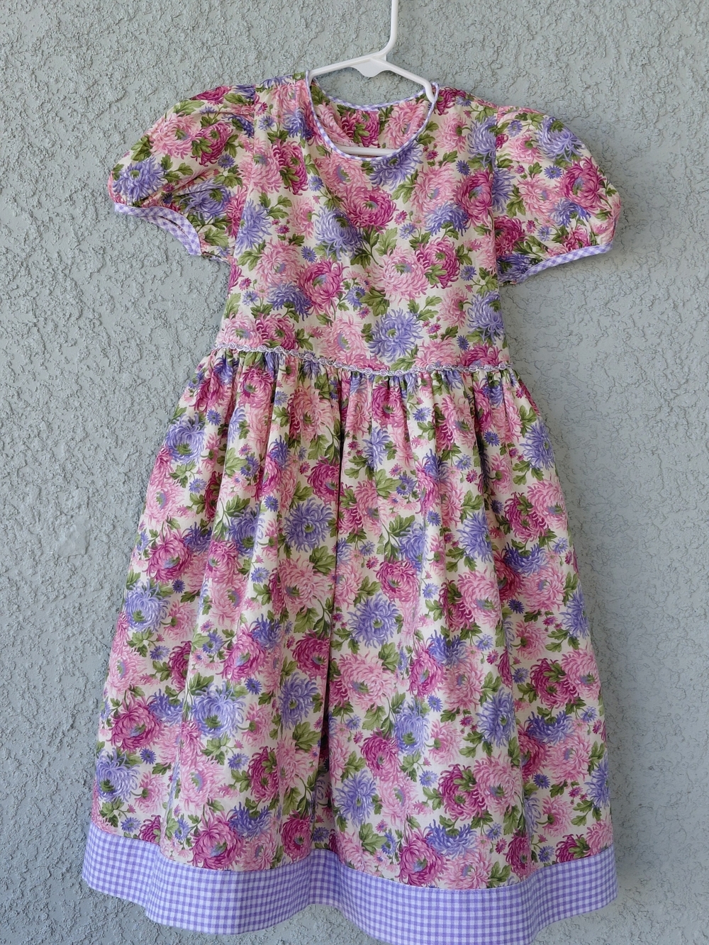 Vintage Girls Floral Dress Size 6 | Pink Purple Cottagecore Tie Back - Picture 2 of 15